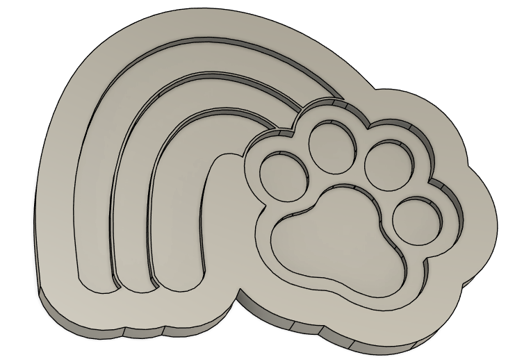 Rainbow with Paw Print Cookie Stamp & Cutter