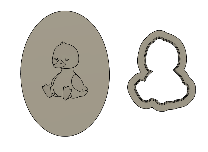 Mini Baby Goose Cookie Stamp & Cutter (Fits Frilly Border Oval)