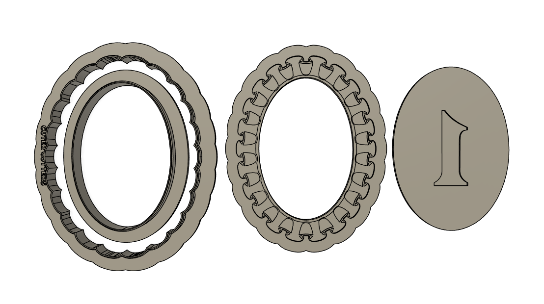 Frilly Border Oval with Number 1 Plate Cookie Stamp & Cutter