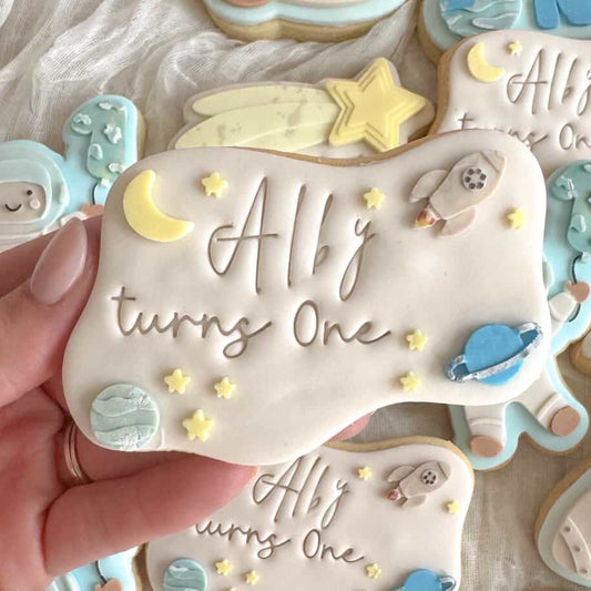 Space Abstract Plaque Cookie Stamp & Cutter