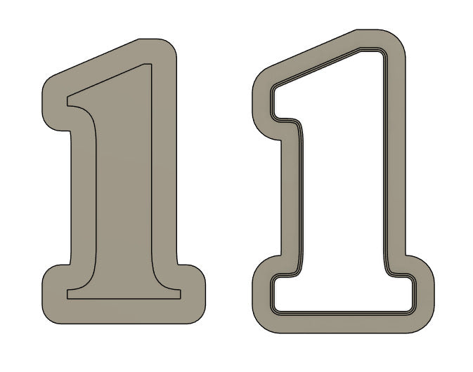 Number 1 Serif Font Cookie Stamp & Cutter
