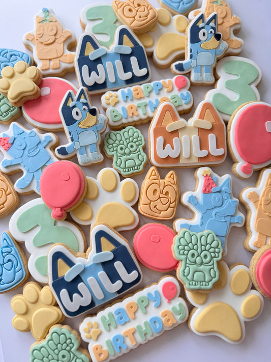 Set of 3 Blue Dog Character Mini Cookie Stamp & Cutters