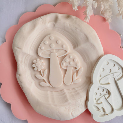 Toadstool Mushrooms Cookie Stamp & Cutter