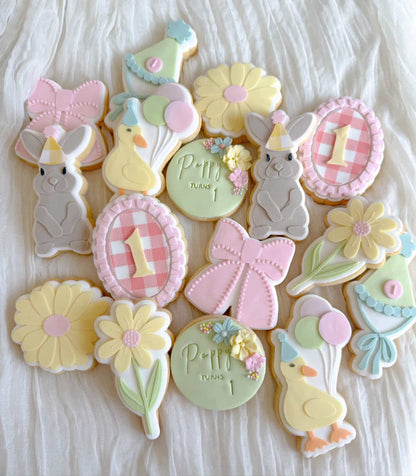 Duckling with Party Hat and Balloons Cookie Stamp & Cutter
