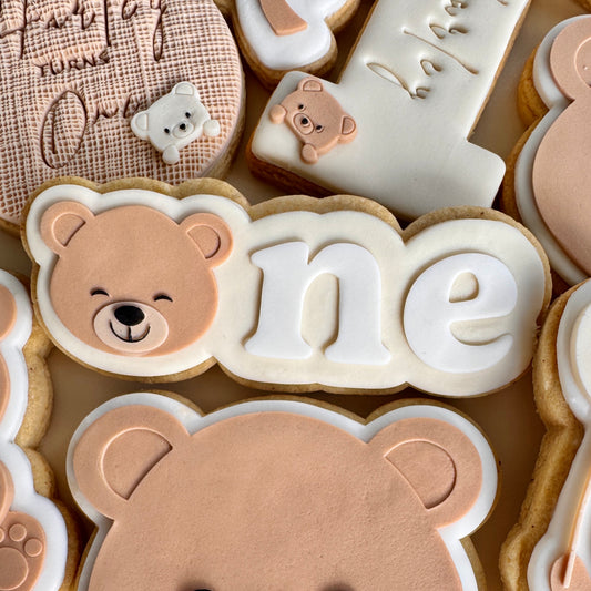 One Word Teddy Bear Cookie Stamp & Cutter