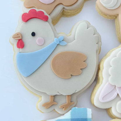 Hen with Bandanna Cookie Stamp & Cutter