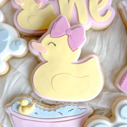 Girly Rubber Ducky with Bow Cookie Stamp & Cutter