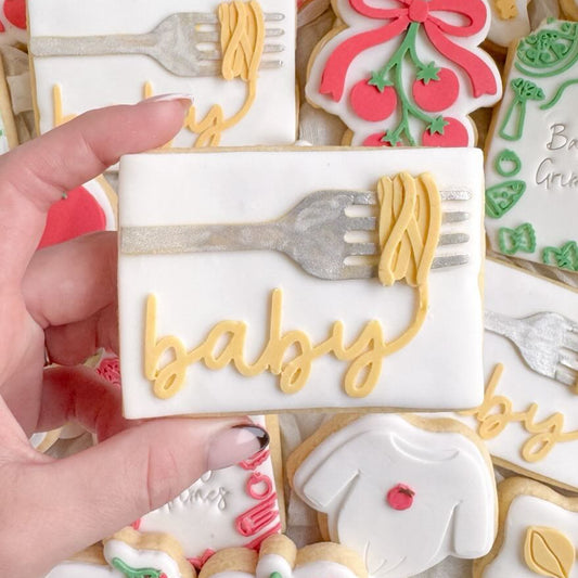 Baby Spaghetti on Fork Cookie Stamp & Cutter