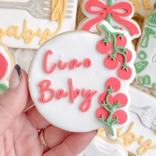 Ciao Baby with Tomatoes Cookie Stamp & Cutter