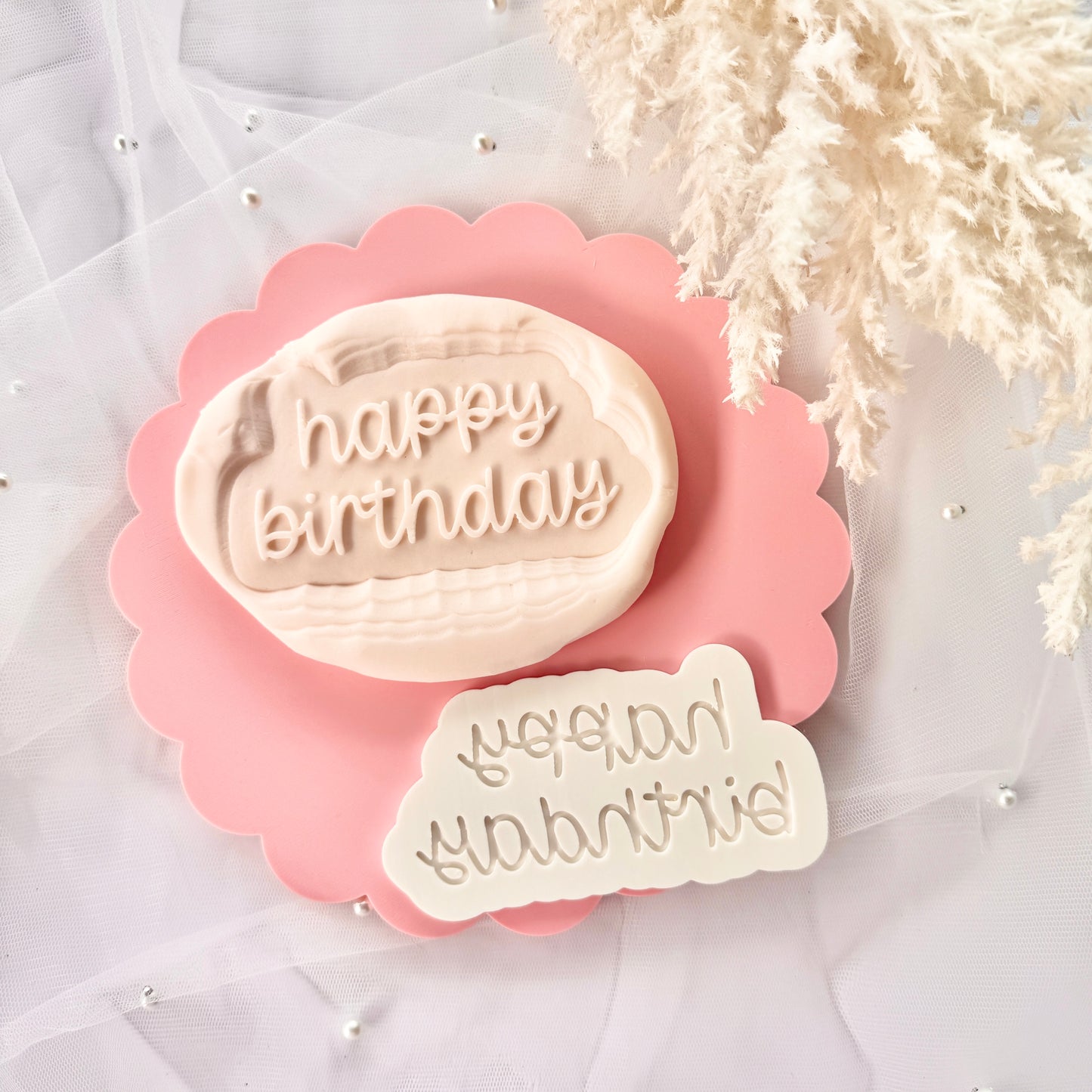 Happy Birthday Swirly Font Cookie Stamp & Cutter