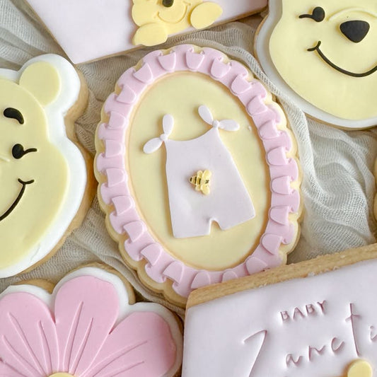 Baby Romper Cookie Stamp PLATE ONLY (Fits Frilly Border Oval)