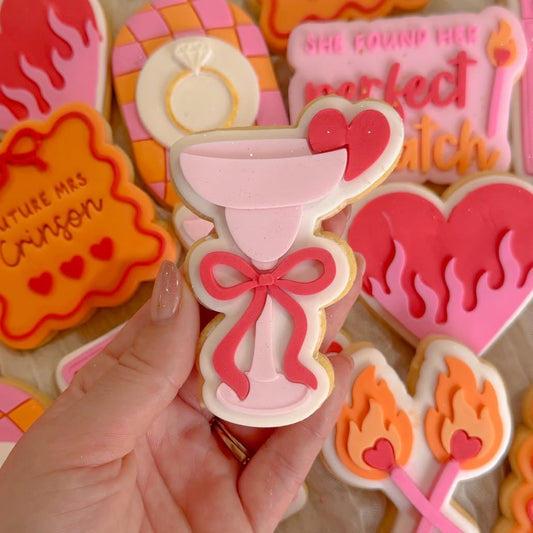 Cocktail Glass with Heart Tag Cookie Stamp & Cutter