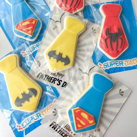 Tie with Mini Superhero Logos Cookie Stamp & Cutters (Set of 4)