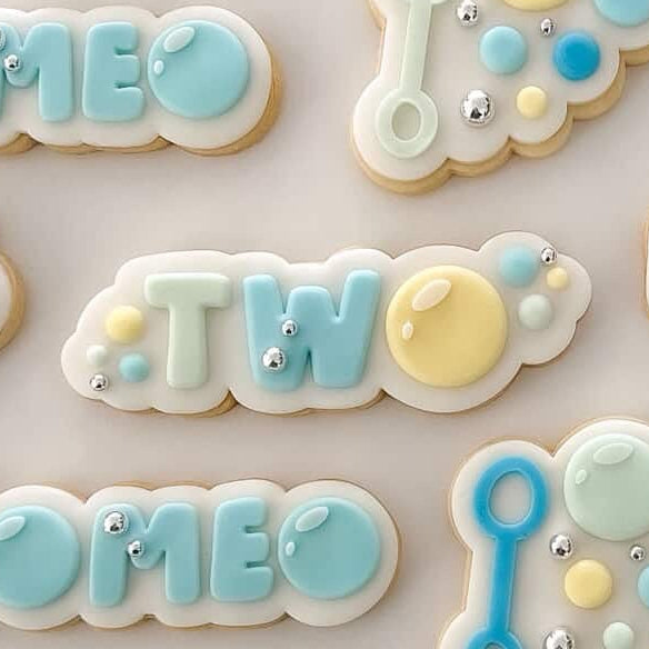 Two Word with Bubbles Cookie Stamp & Cutter
