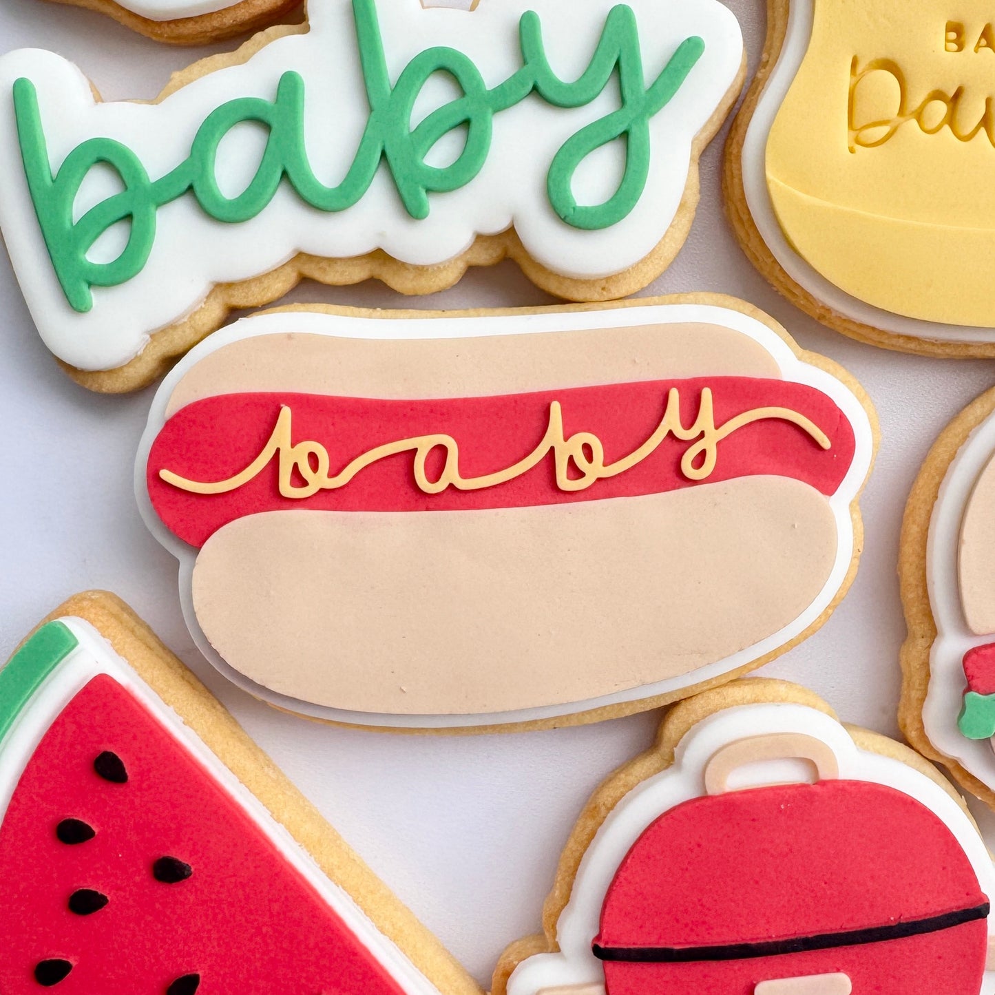Hotdog with 'Baby' Mustard Cookie Stamp & Cutter