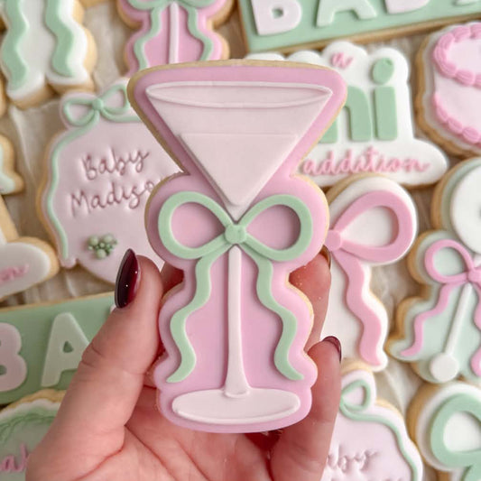 Martini Glass with Bow Cookie Stamp & Cutter