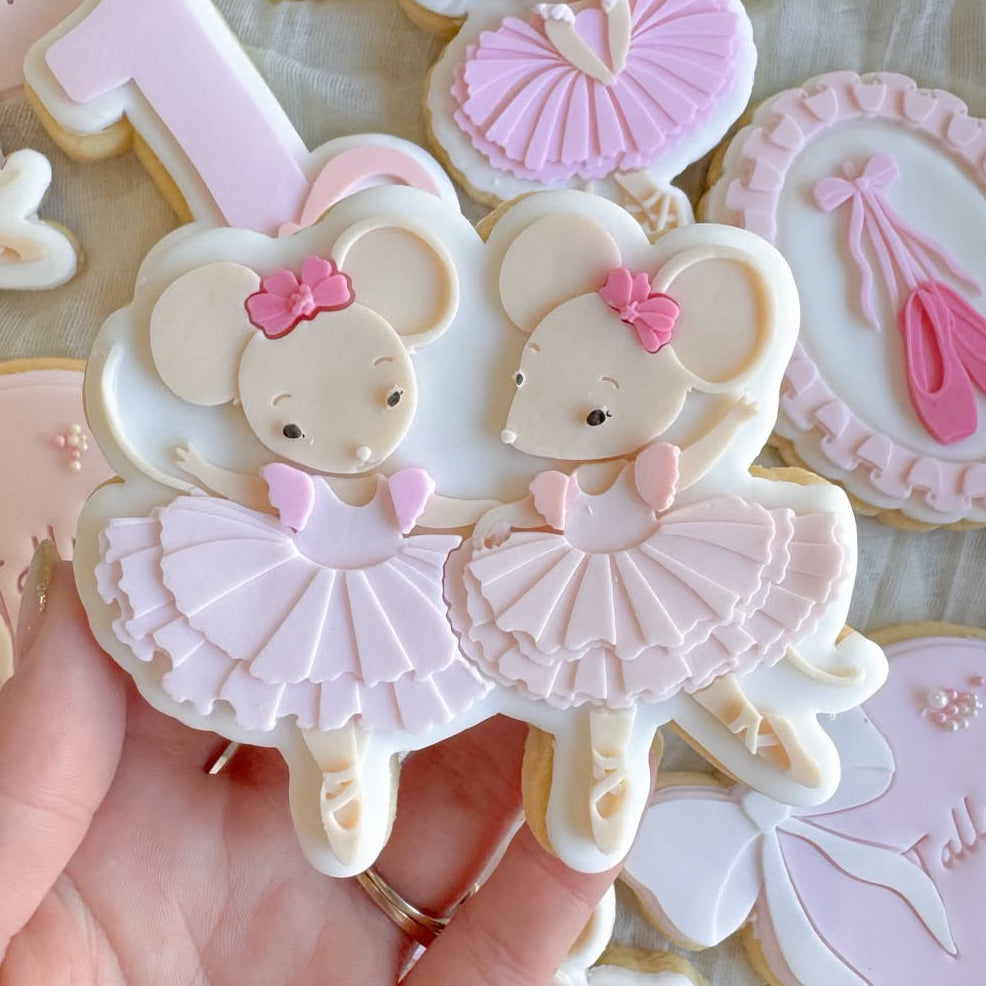 Two Ballerina Mice Cookie Stamp & Cutter