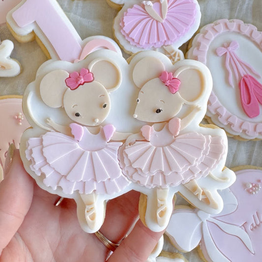 Two Ballerina Mice Cookie Stamp & Cutter