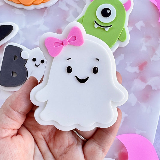 Ghost Girl with Bow Cookie Stamp & Cutter