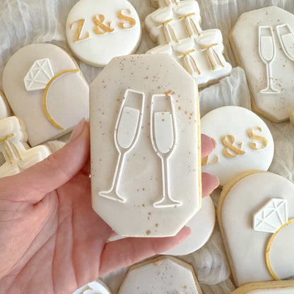 Champagne Glasses Rectangle Cookie Stamp & Cutter