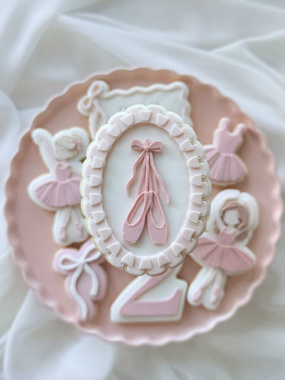 Ballet Slippers Cookie Stamp PLATE ONLY (Fits Frilly Border Oval)