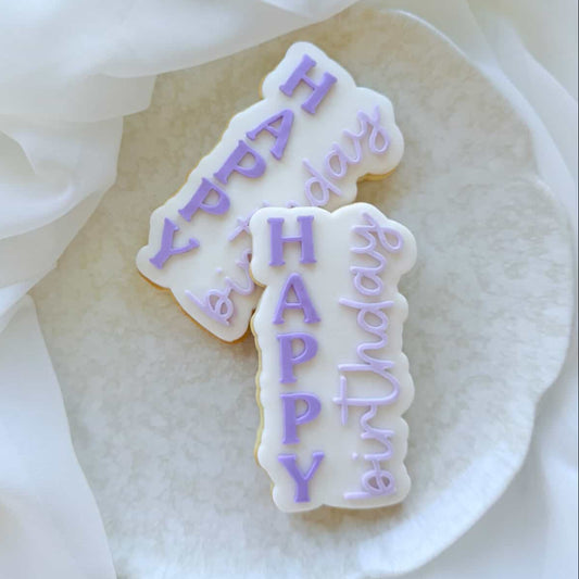 Happy Birthday Vertical Text Cookie Stamp & Cutter