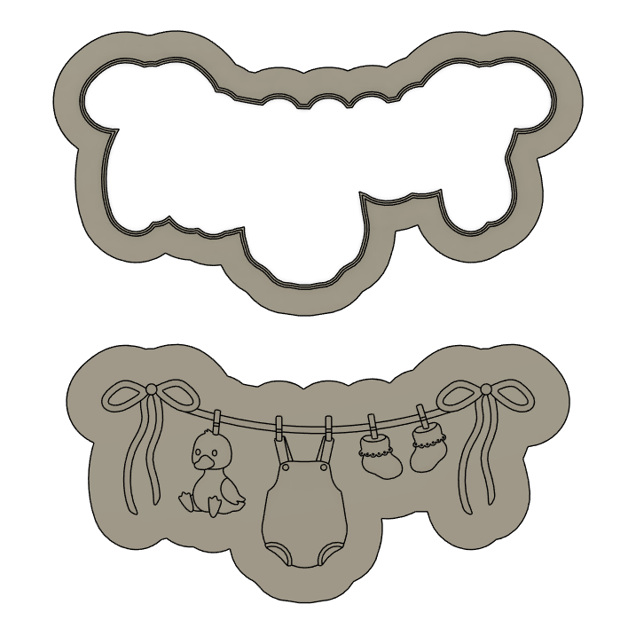 Baby Goose Clothesline Cookie Stamp & Cutter
