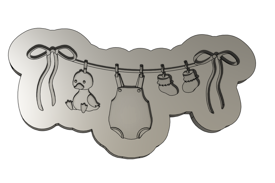 Baby Goose Clothesline Cookie Stamp & Cutter