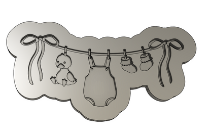 Baby Goose Clothesline Cookie Stamp & Cutter