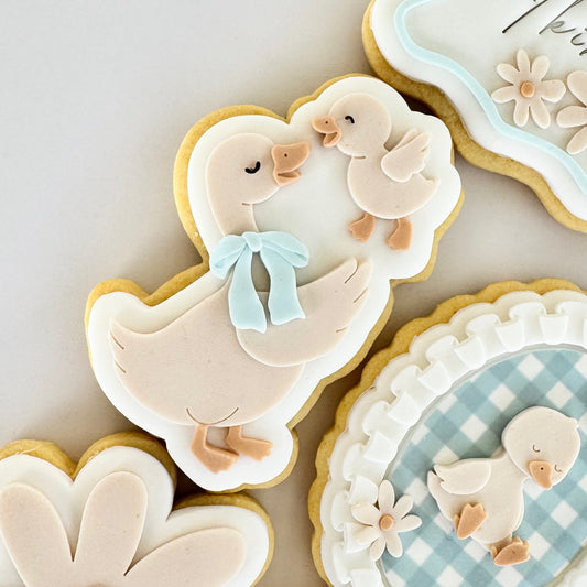 Mother Playing with Baby Goose Cookie Stamp & Cutter