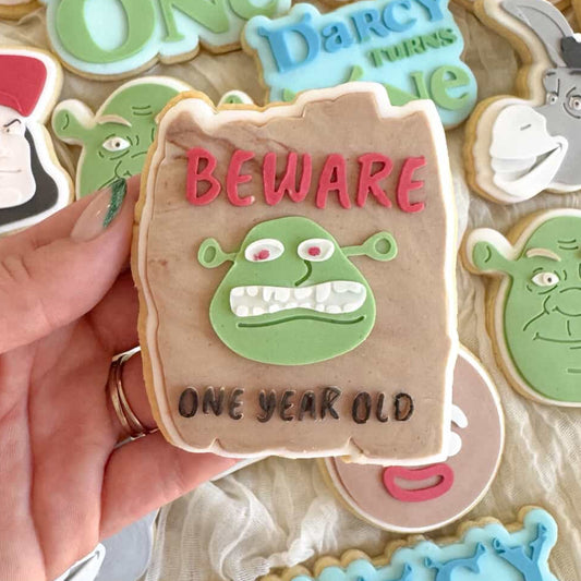 Shrek Beware One Year Old Sign Cookie Stamp and Cutter