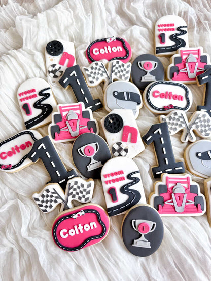 Road Border with Micro Racecar Cookie Stamp & Cutter