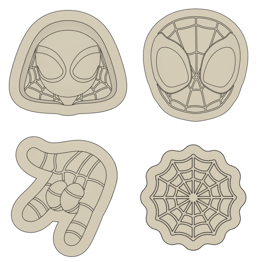 Set of 4 x Mini Spider Cookie Stamps & Cutters