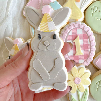 Rabbit with Party Hat Cookie Stamp & Cutter