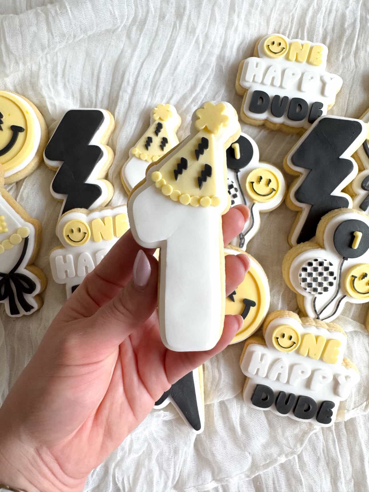 Number 1 with Lightning Bolts Party Hat Cookie Stamp & Cutter