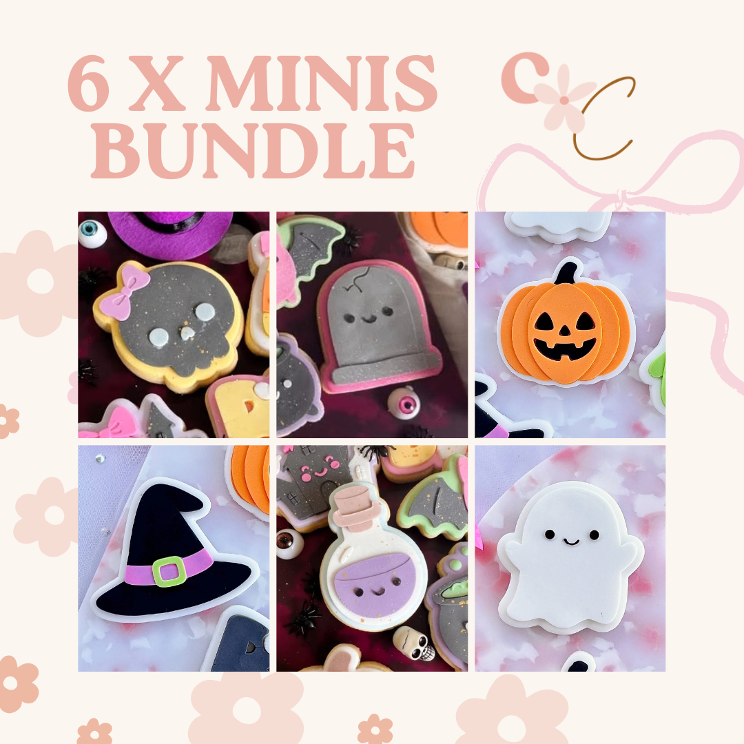 Set of 6 X Mini Halloween Cookie Stamps & Cutters