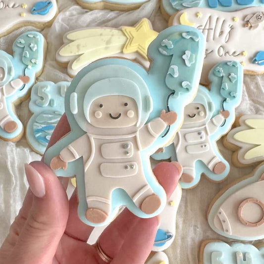 Astronaut with Number 1 Balloon Cookie Stamp & Cutter