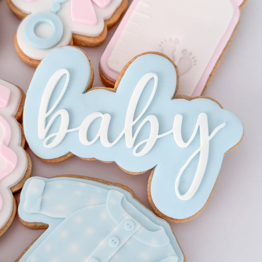 Baby Script Text 2 Cookie Stamp & Cutter