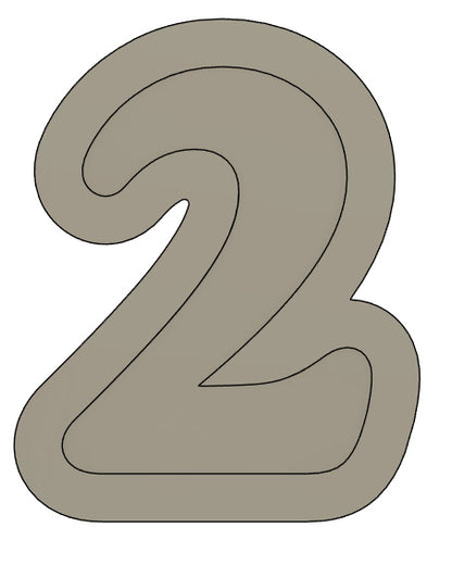 Number 2 Serif Font Cookie Stamp & Cutter