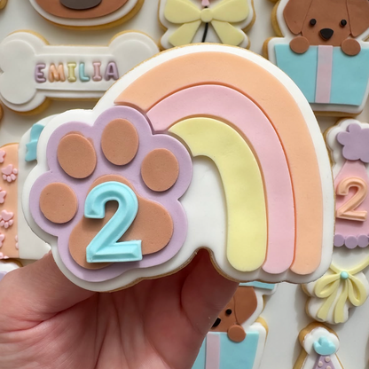 Rainbow with Paw Print Cookie Stamp & Cutter
