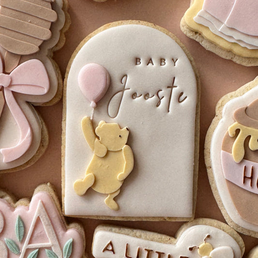 Pooh Bear with Balloon Cookie Stamp PLATE and Arch + Oval Cutters
