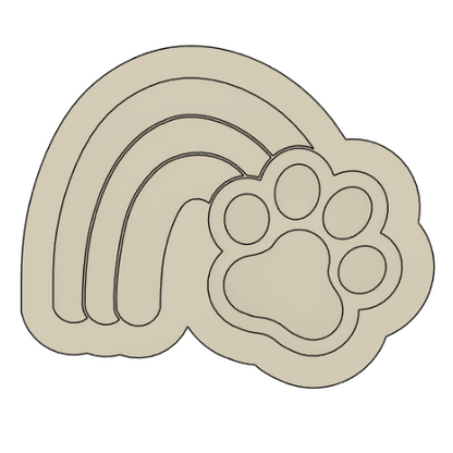 Rainbow with Paw Print Cookie Stamp & Cutter
