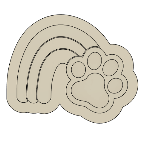 Rainbow with Paw Print Cookie Stamp & Cutter