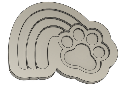 Rainbow with Paw Print Cookie Stamp & Cutter