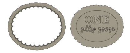 One Silly Goose Text on Scallop Oval Cookie Stamp & Cutter