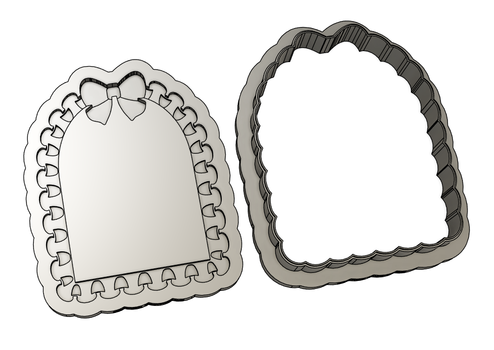 Frilly Border Arch with Bow Cookie Stamp & Cutter