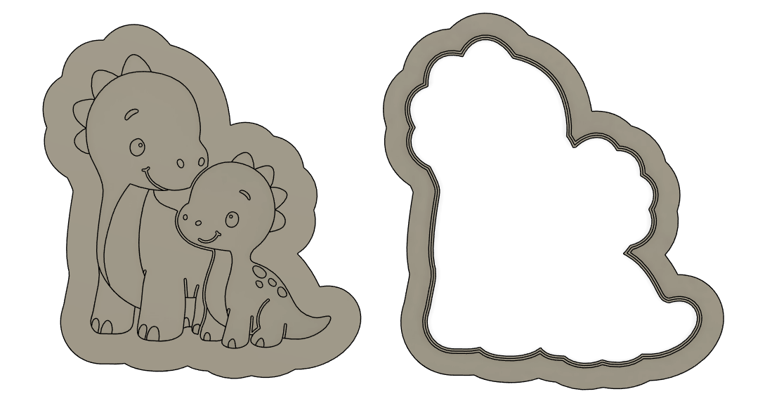 Dino Parent and Child Cookie Stamp & Cutter