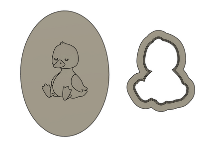 Mini Baby Goose Cookie Stamp & Cutter (Fits Frilly Border Oval)