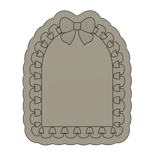 Frilly Border Arch with Bow Cookie Stamp & Cutter
