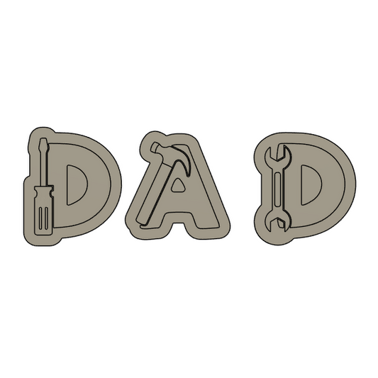 Dad Word with Tools Cookie Stamp & Cutter (Set of 3)